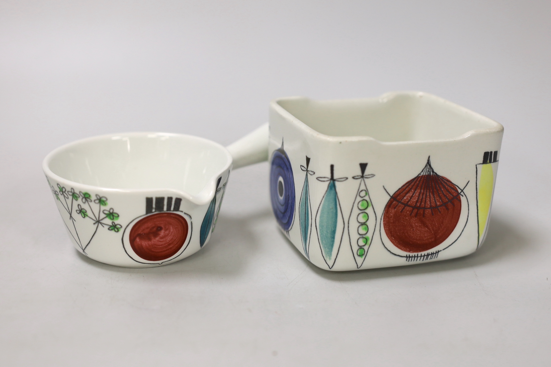 A Rorstrand ‘Picknick’ pot and a similar square dish, designed by Marianne Westman